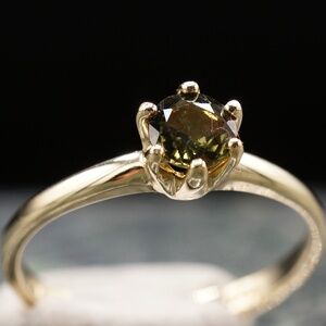 c.1900 Victorian Engagement Ring .54ct Natural Green Sapphire 14k Gold sz6